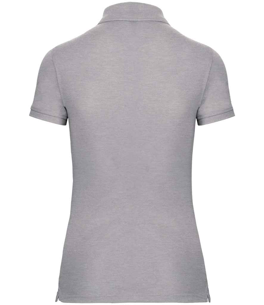 WK Designed To Work Ladies Anti-Bacterial Piqué Polo Shirt in Oxford Grey, back view