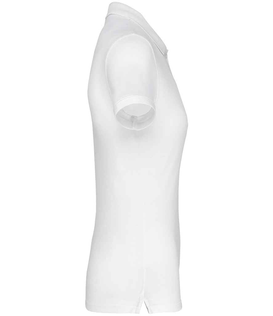WK Designed To Work Ladies Anti-Bacterial Piqué Polo Shirt in White, side view