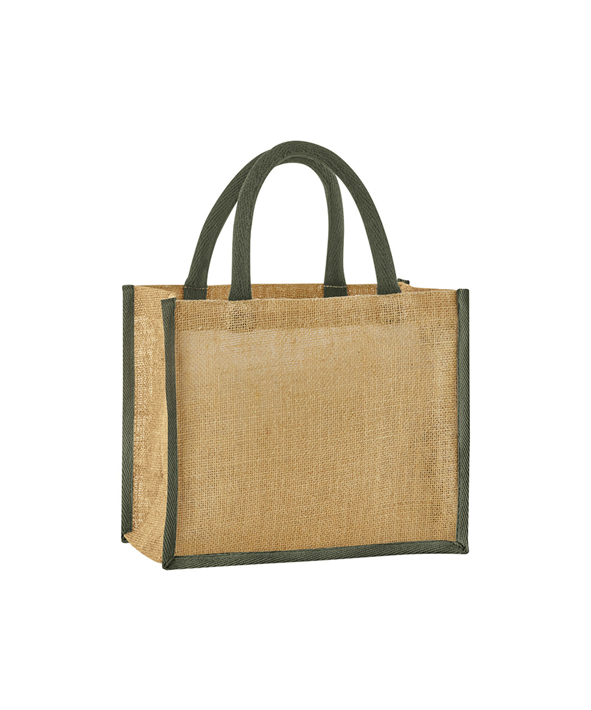 Westford Mill Natural starched jute midi tote in Natural/Olive Green, front view