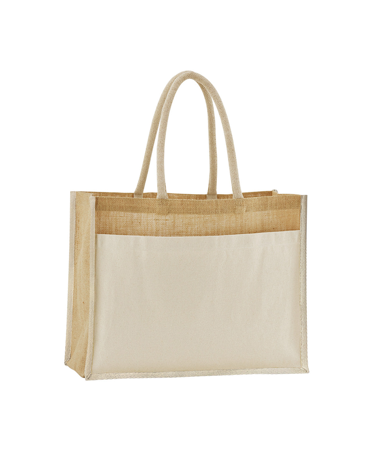 Westford Mill Cotton pocket natural starched jute shopper in Natural, front view