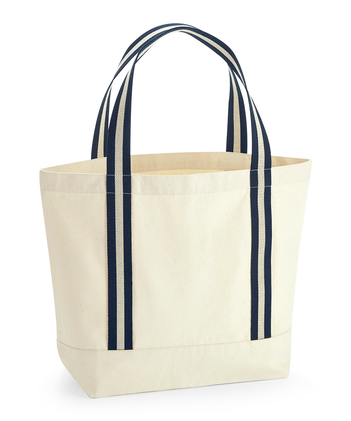 Westford Mill EarthAware organic boat bag in Natural/French Navy, front view