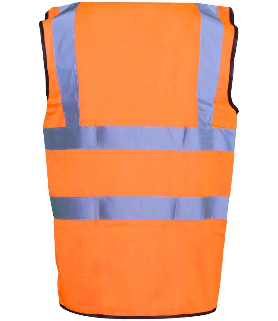 Warrior Hi-Vis Waistcoat in Fluorescent Orange, back view