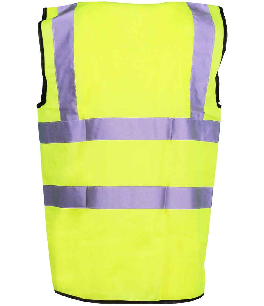 Warrior Hi-Vis Waistcoat in Fluorescent Yellow, back view