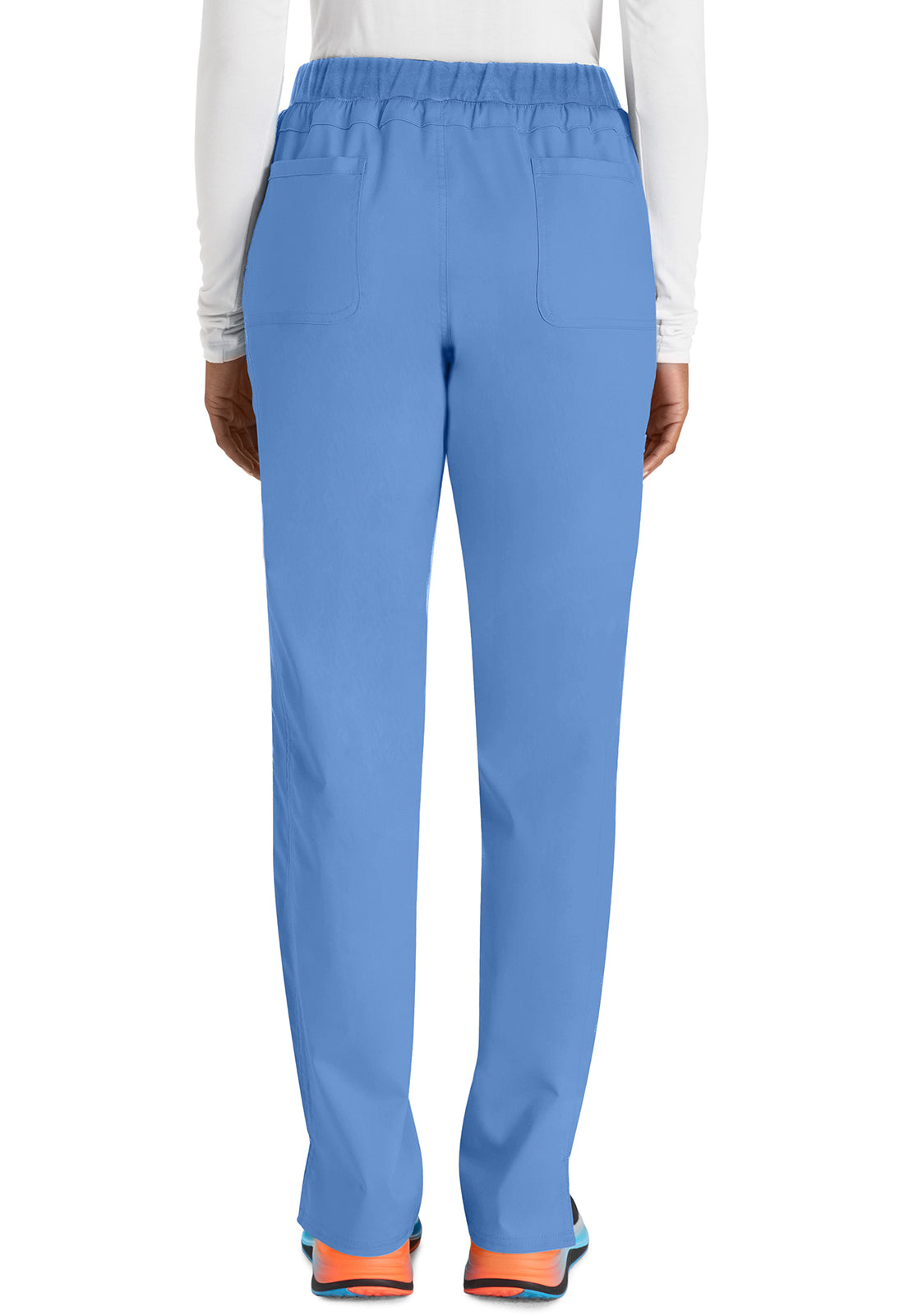 Cherokee WWE105 Mid Rise Tapered Leg Drawstring Pant - Ciel Blue (back)