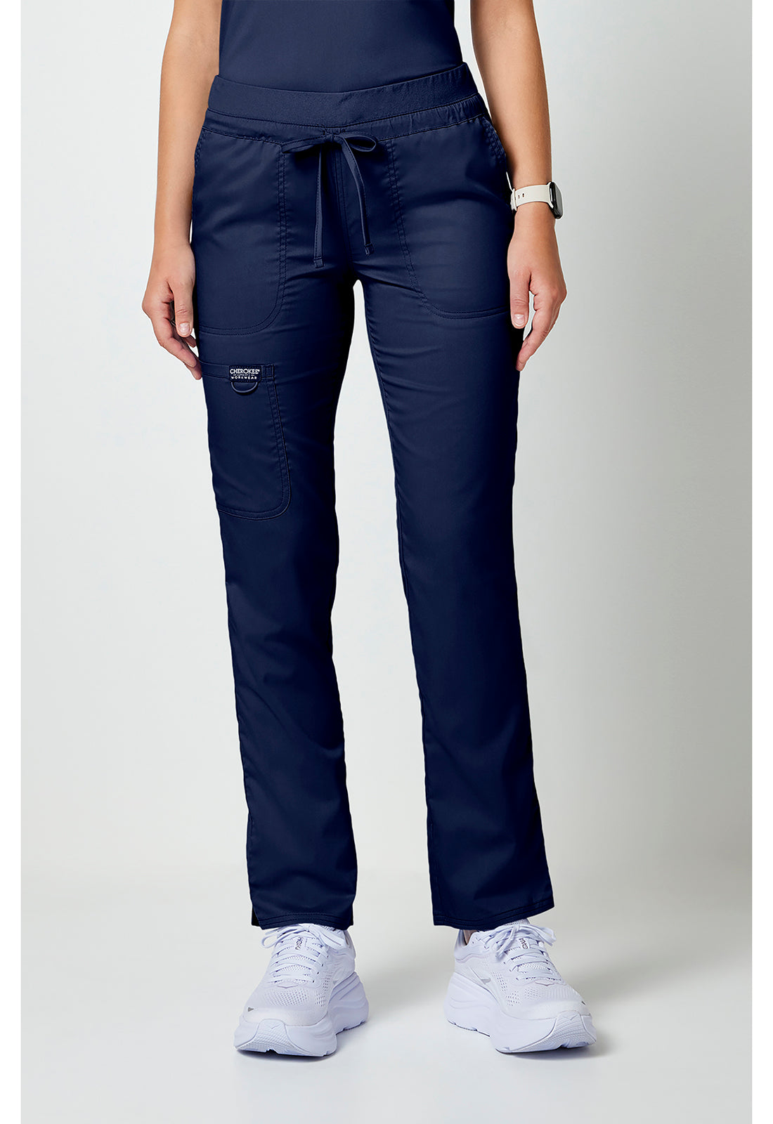 Cherokee WWE105 Mid Rise Tapered Leg Drawstring Pant - Navy (front)