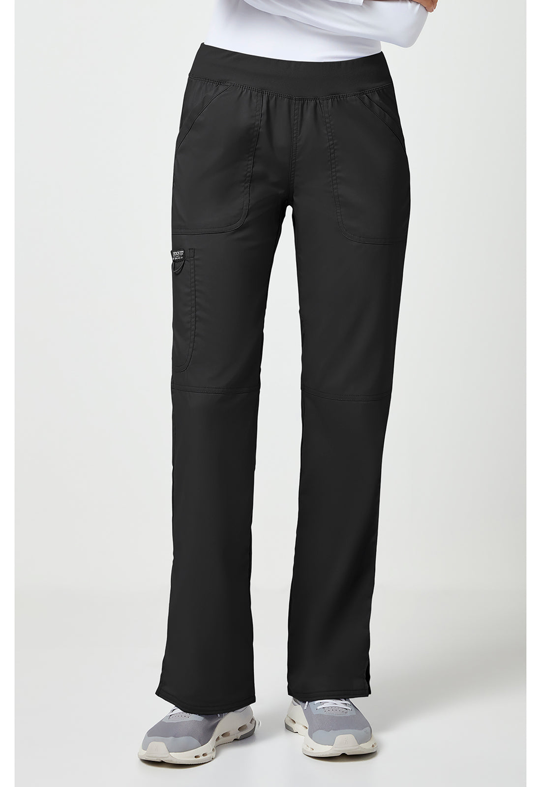 Cherokee WWE110P Mid Rise Straight Leg Pull-on Pant - Black (front)
