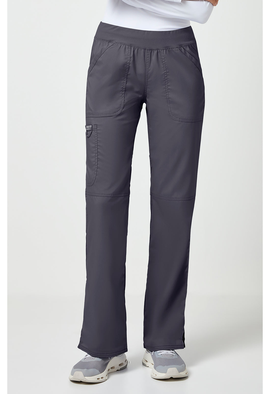 Cherokee WWE110T Mid Rise Straight Leg Pull-on Pant - Pewter (front)