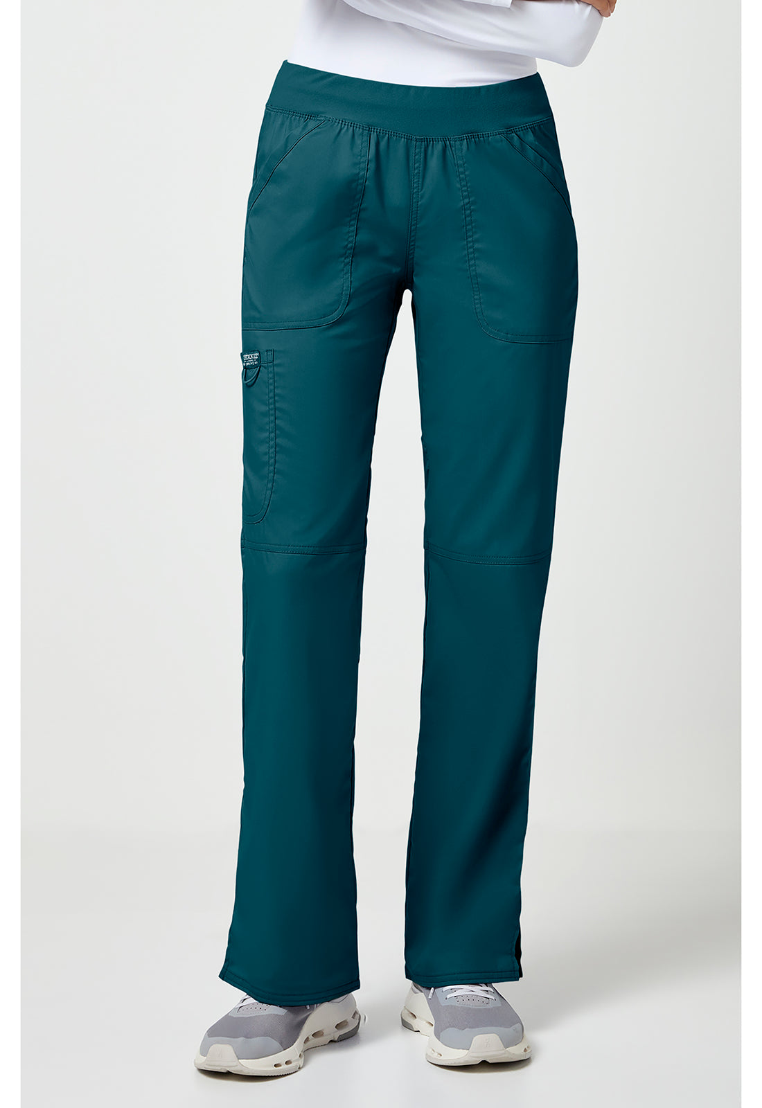 Cherokee WWE110 Mid Rise Straight Leg Pull-on Pant - Caribbean Blue (front)