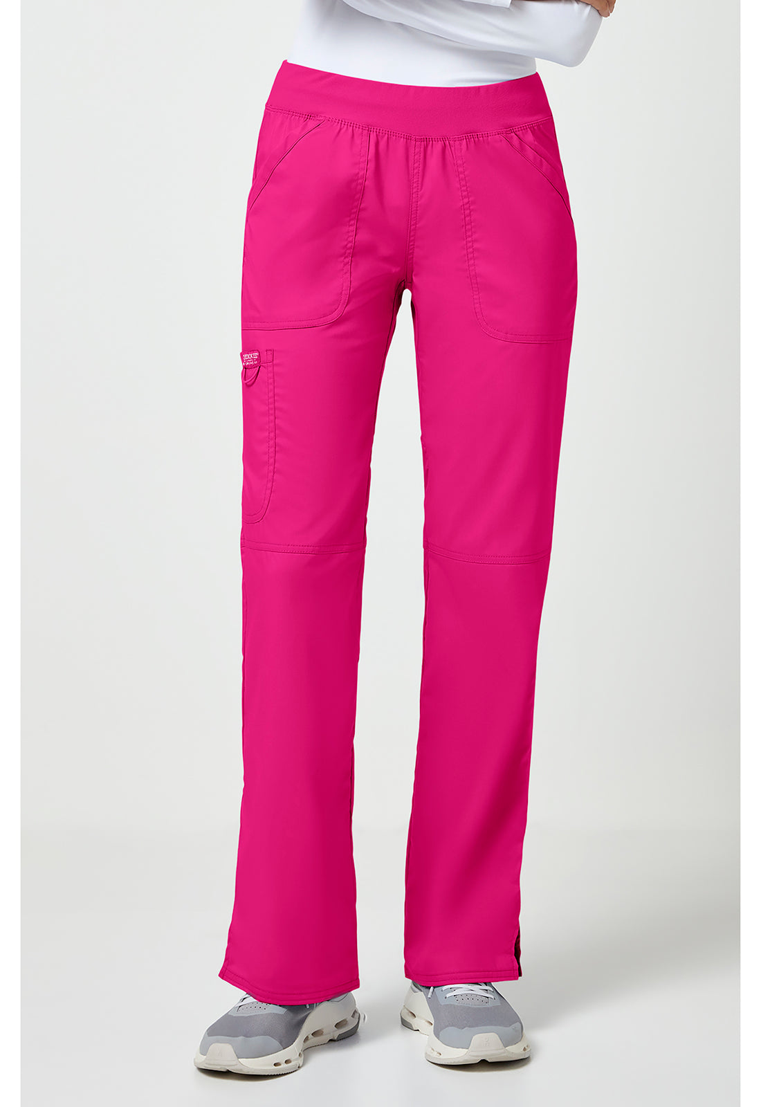 Cherokee WWE110 Mid Rise Straight Leg Pull-on Pant - Electric Pink (front)