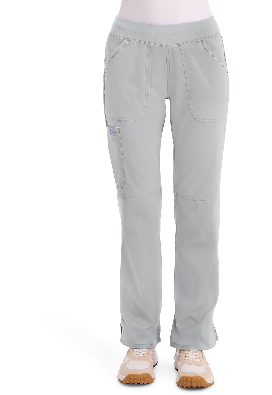 Cherokee WWE110 Mid Rise Straight Leg Pull-on Pant - Grey (front)