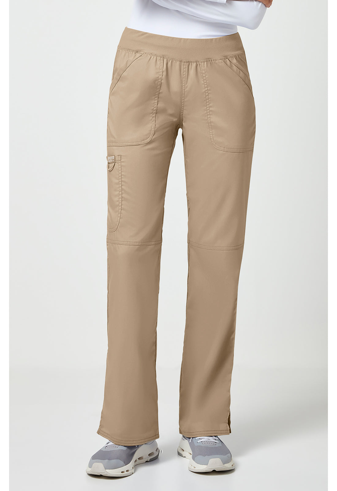 Cherokee WWE110 Mid Rise Straight Leg Pull-on Pant - Khaki (front)