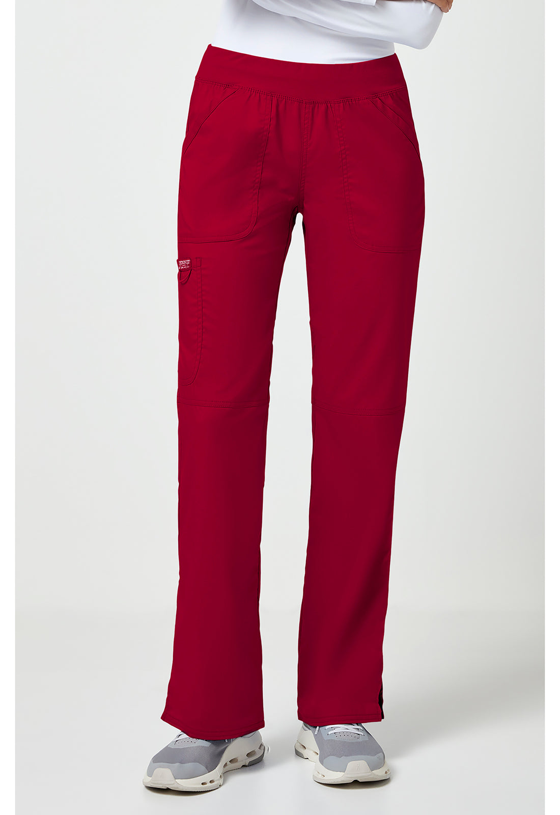 Cherokee WWE110 Mid Rise Straight Leg Pull-on Pant - Red (front)