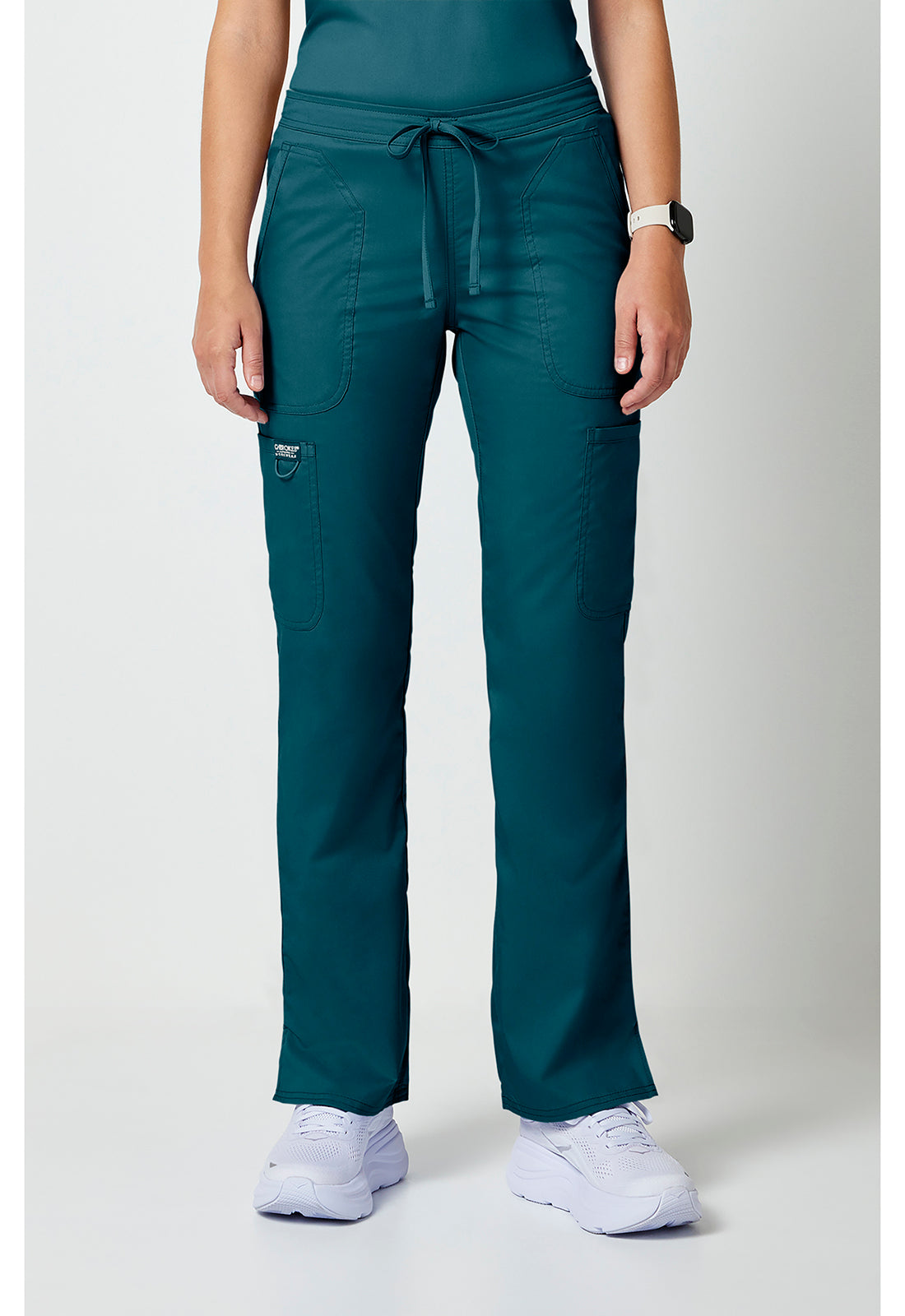 Cherokee WWE120 Mid Rise Moderate Flare Leg Drawstring P - Caribbean Blue (front)