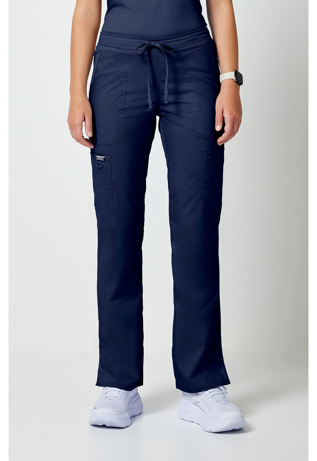 Cherokee WWE120 Mid Rise Moderate Flare Leg Drawstring P - Navy (front)