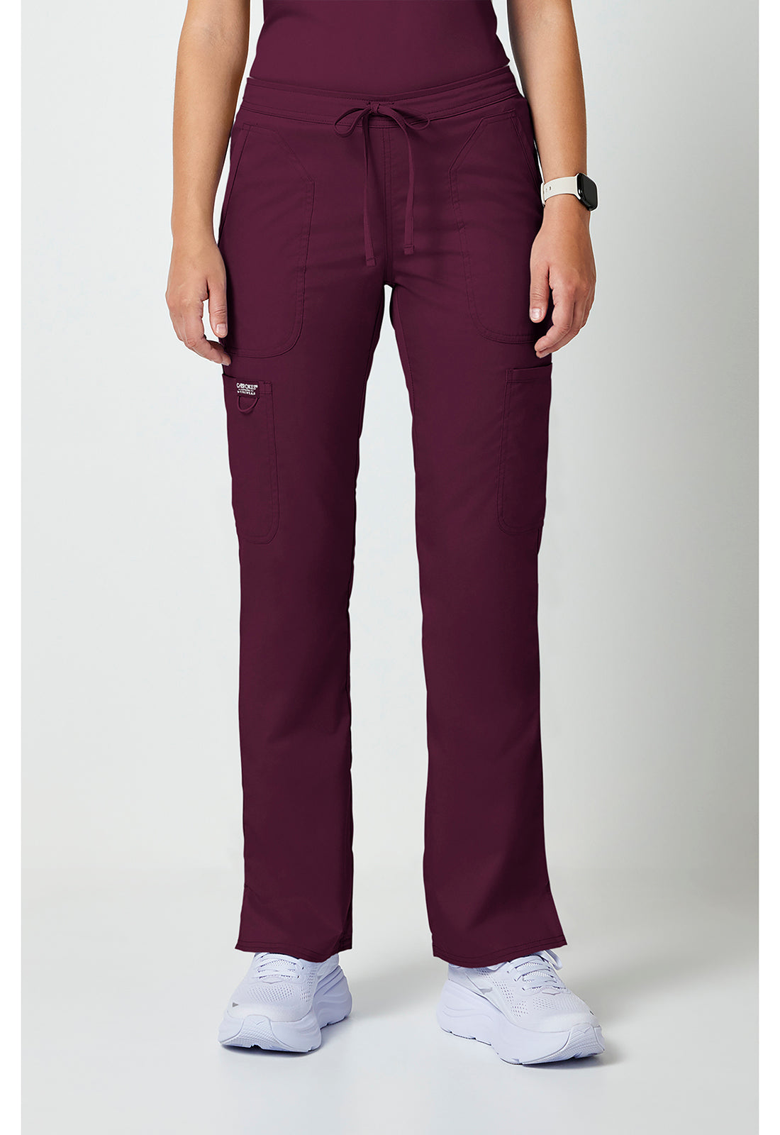Cherokee WWE120 Mid Rise Moderate Flare Leg Drawstring P - Wine (front)