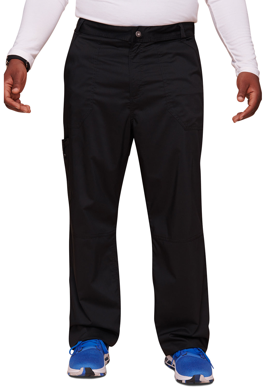 Cherokee WWE140T Men's Mid Rise Tapered Leg Fly Front Pa - Black (front)