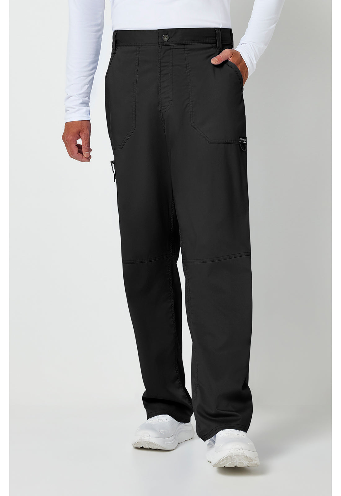 Cherokee WWE140 Men's Mid Rise Tapered Leg Pant - Black (front)