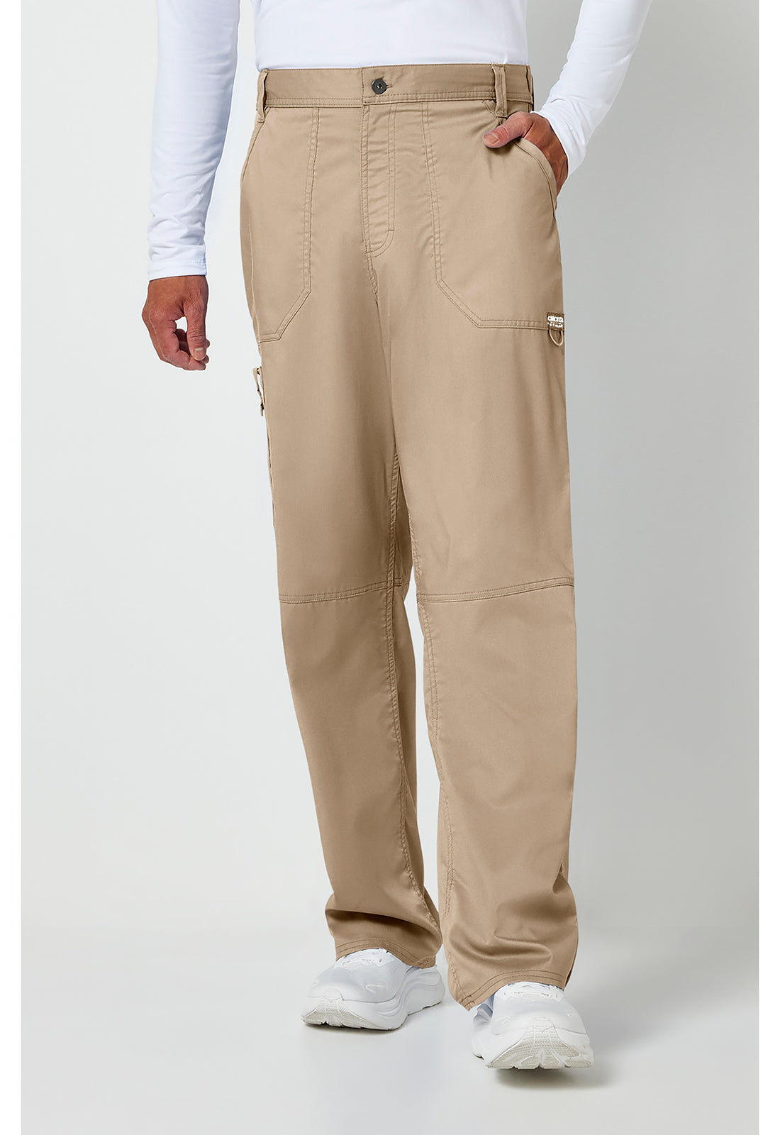 Cherokee WWE140 Men's Mid Rise Tapered Leg Pant - Khaki (front)