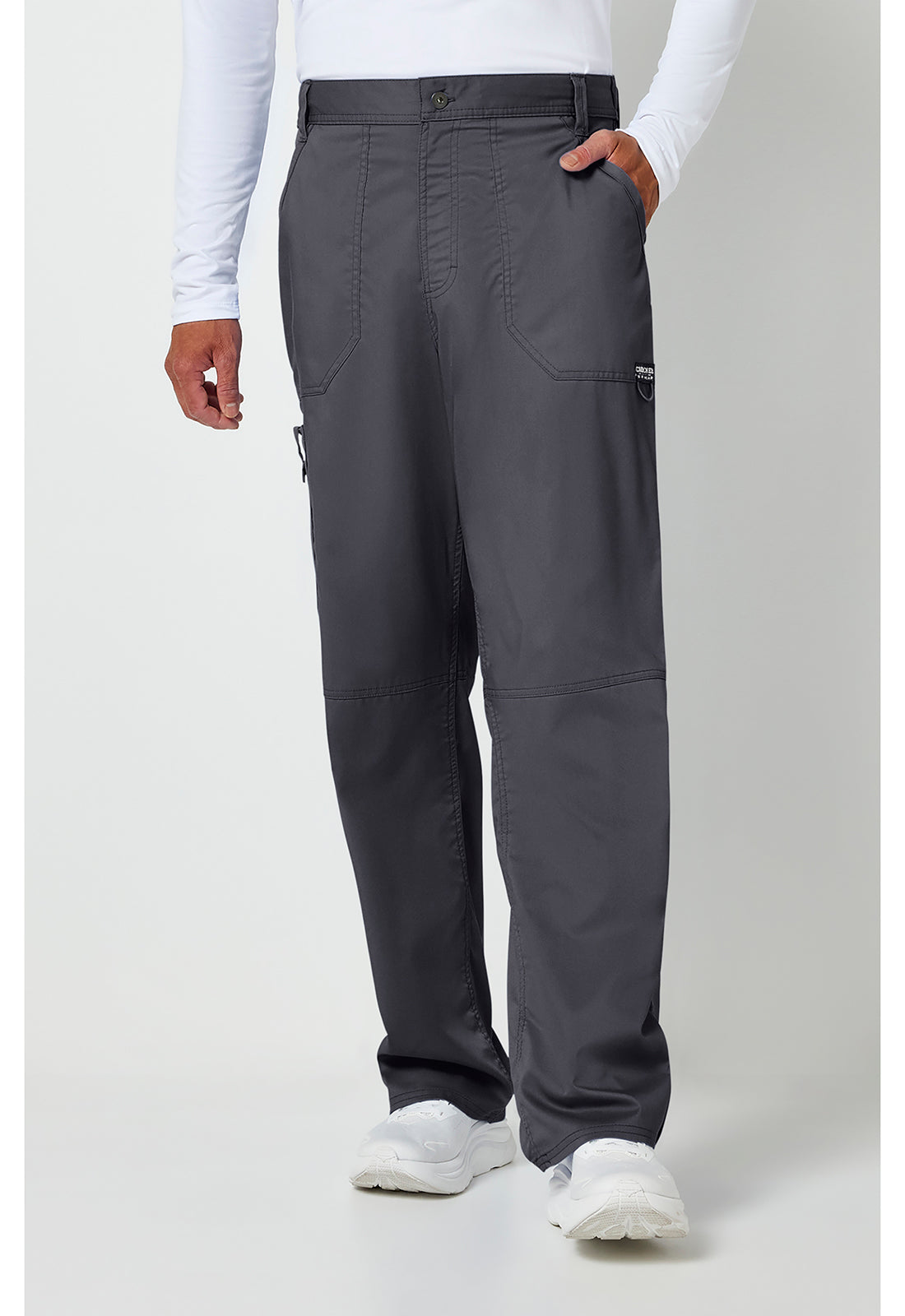 Cherokee WWE140 Men's Mid Rise Tapered Leg Pant - Pewter (front)