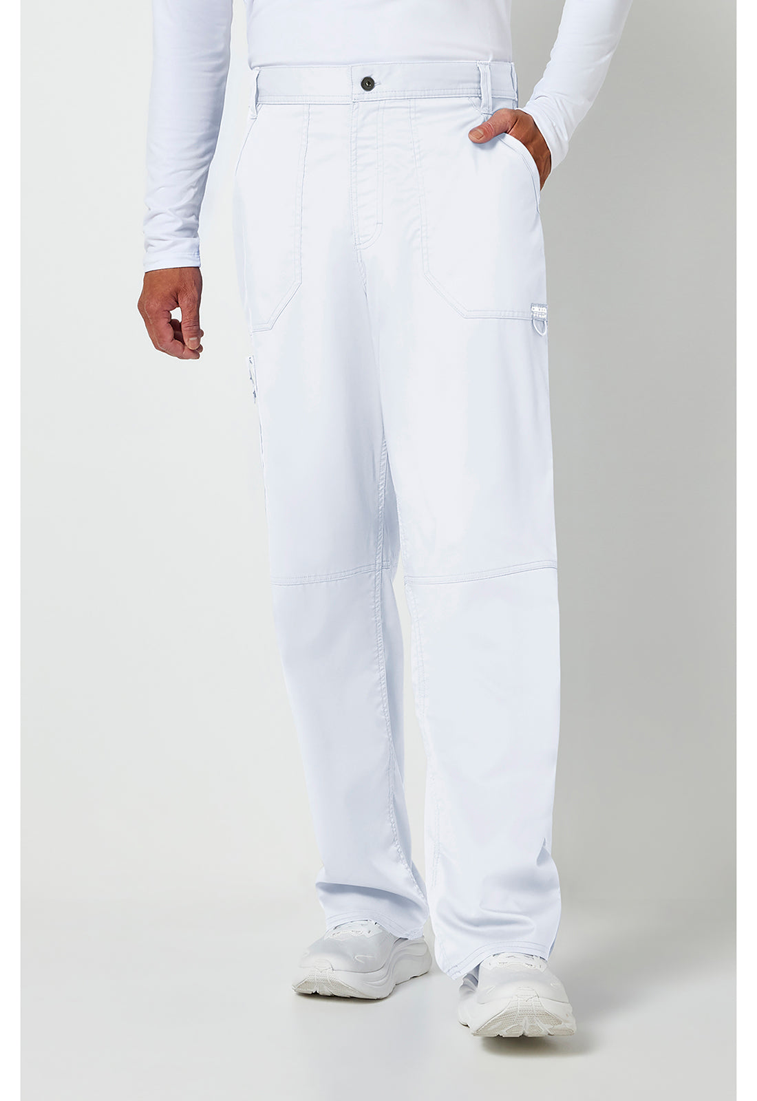 Cherokee WWE140 Men's Mid Rise Tapered Leg Pant - White (front)