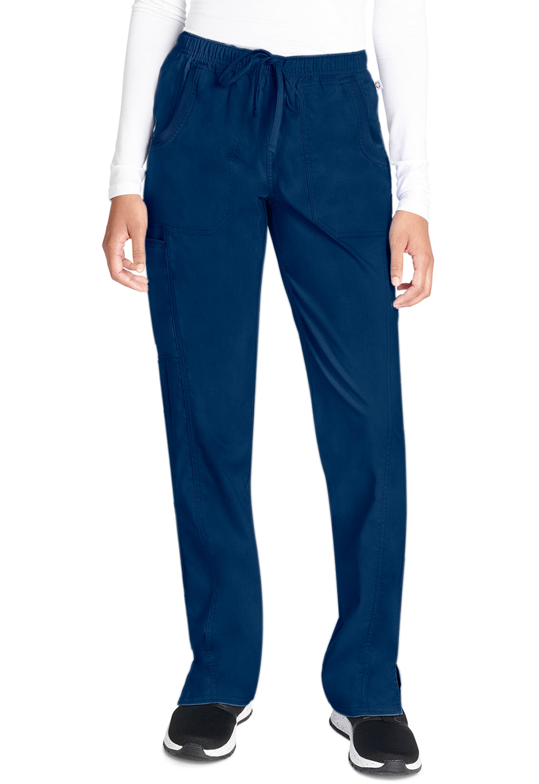 Cherokee WWE235AB Mid Rise Straight Leg Drawstring Pant - Navy (front)