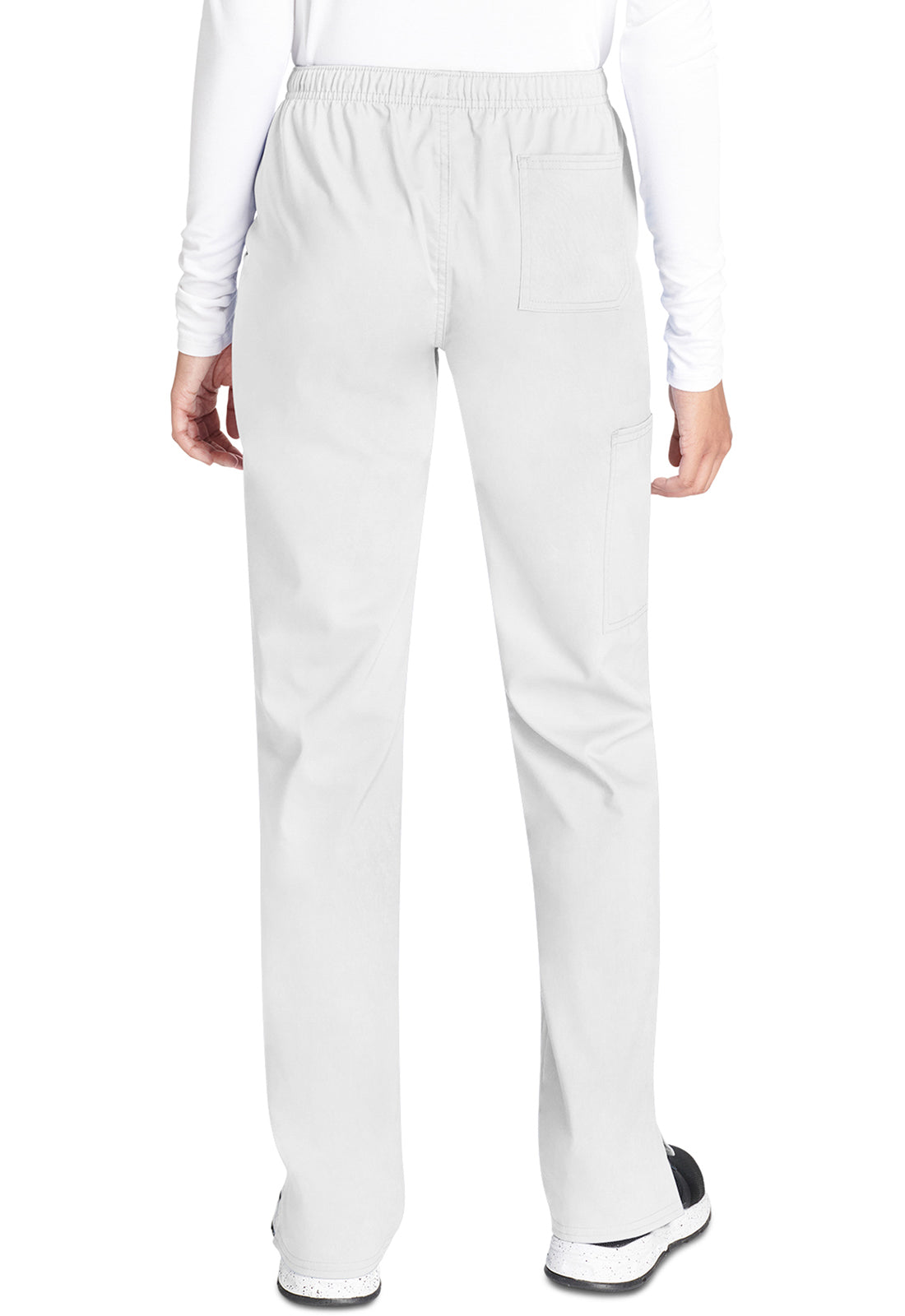 Cherokee WWE235AB Mid Rise Straight Leg Drawstring Pant - White (back)