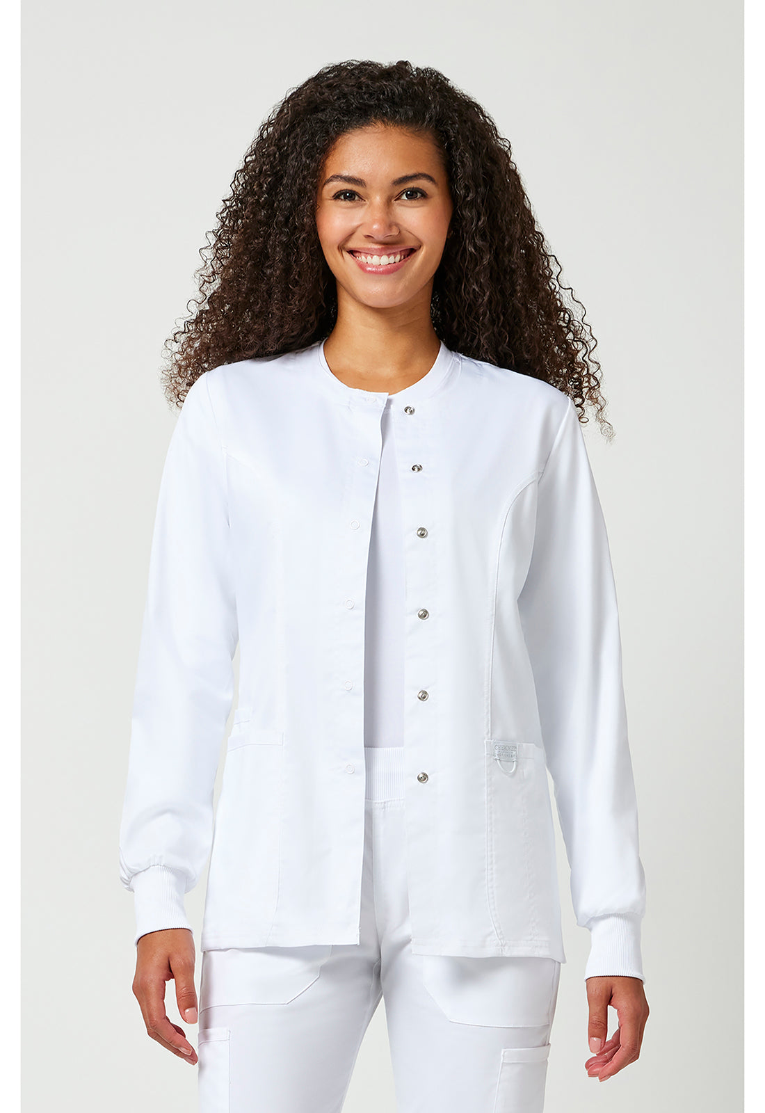 Cherokee WWE310W Snap Front Warm-up Jacket - White (front)