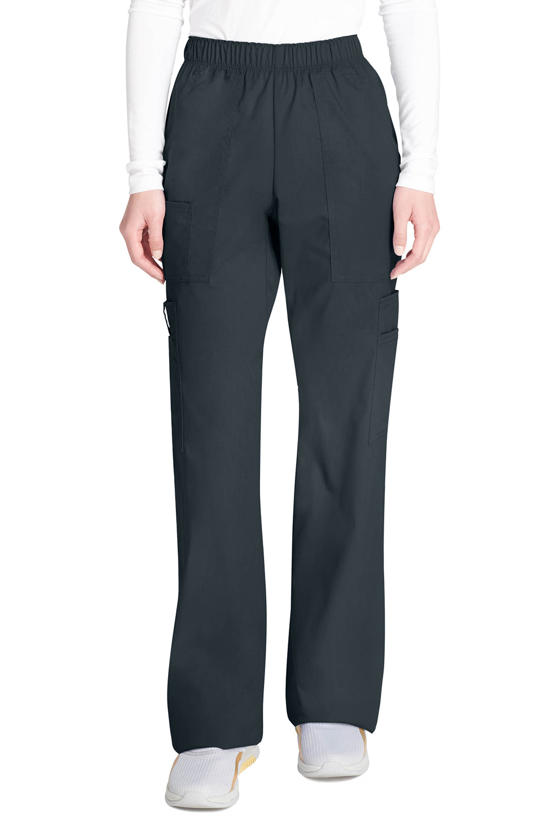 Cherokee WWE4005 Mid Rise Pull-On Cargo Pant - Pewter (front)
