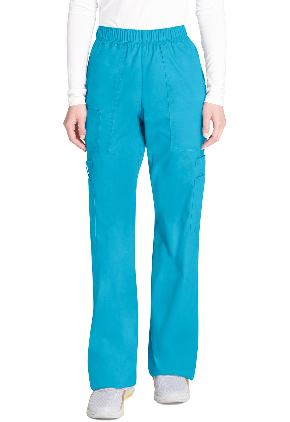 Cherokee WWE4005 Mid Rise Pull-On Cargo Pant - Turquoise (front)