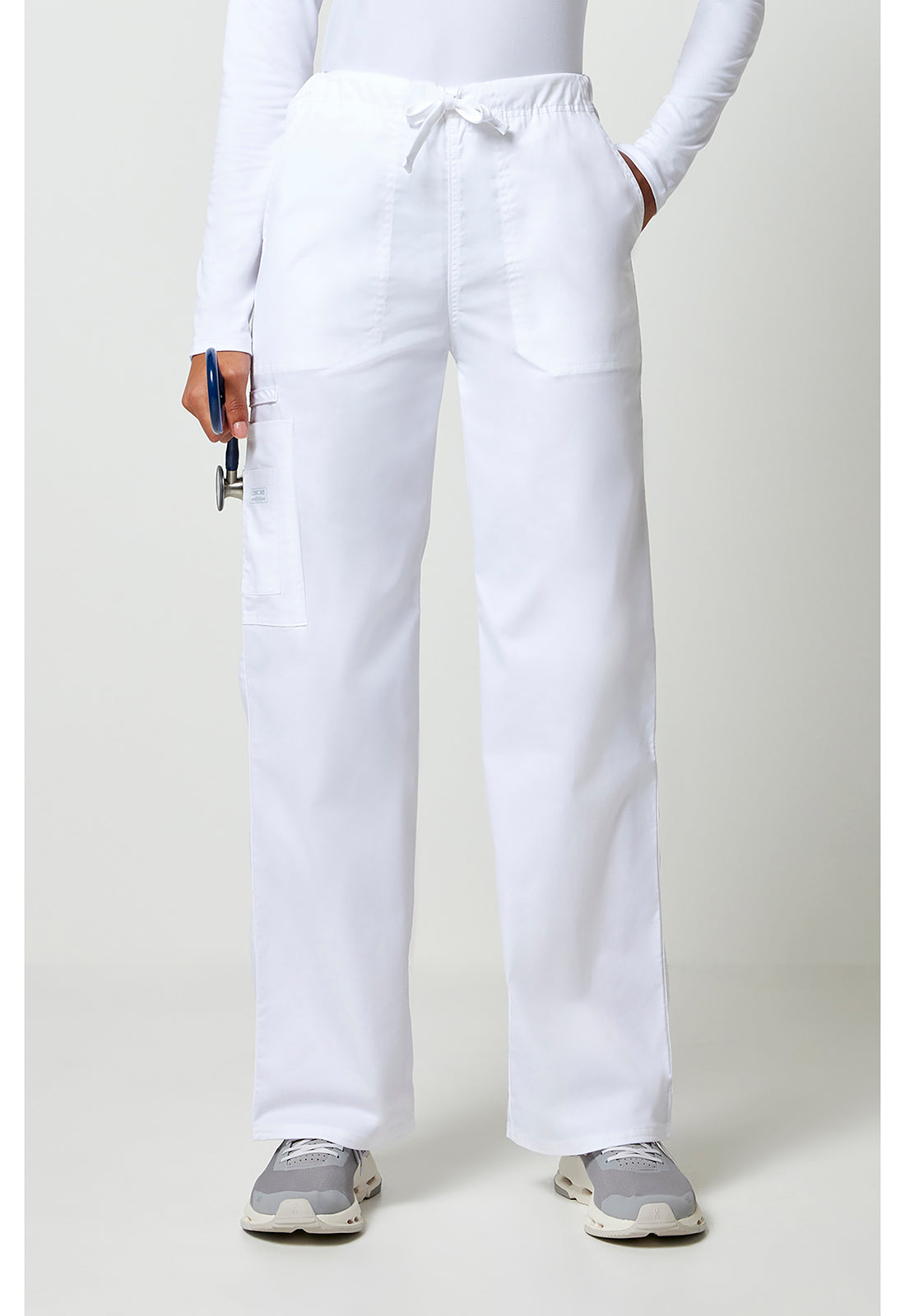 Cherokee WWE4043 Unisex Drawstring Cargo Pant - White (front)