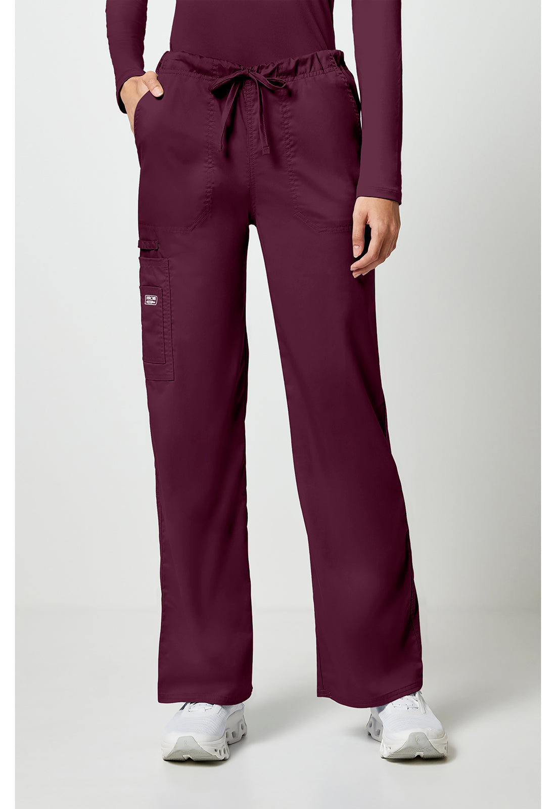 Cherokee WWE4043 Unisex Drawstring Cargo Pant - Wine (front)