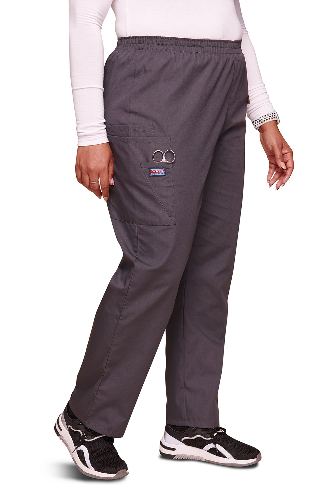 Cherokee WWE4200T Pull-On Cargo Pant - Pewter (front)