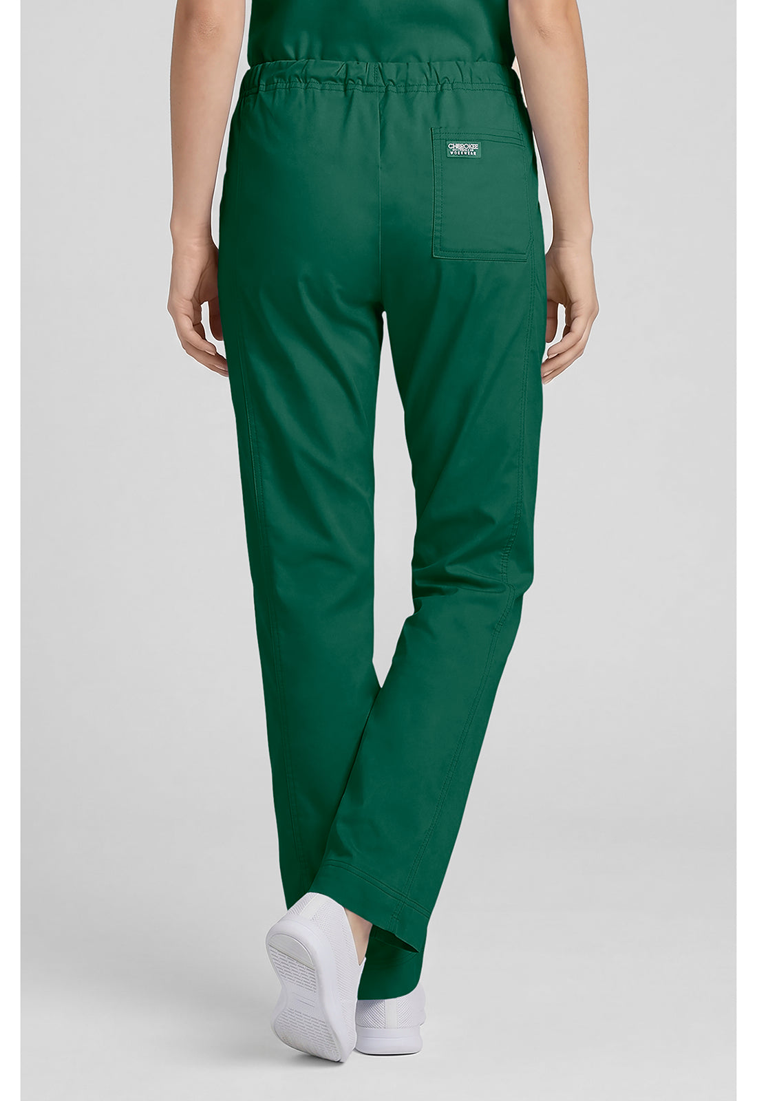 Cherokee WWE4203 Mid Rise Slim Straight Drawstring Pant - Hunter Green (back)