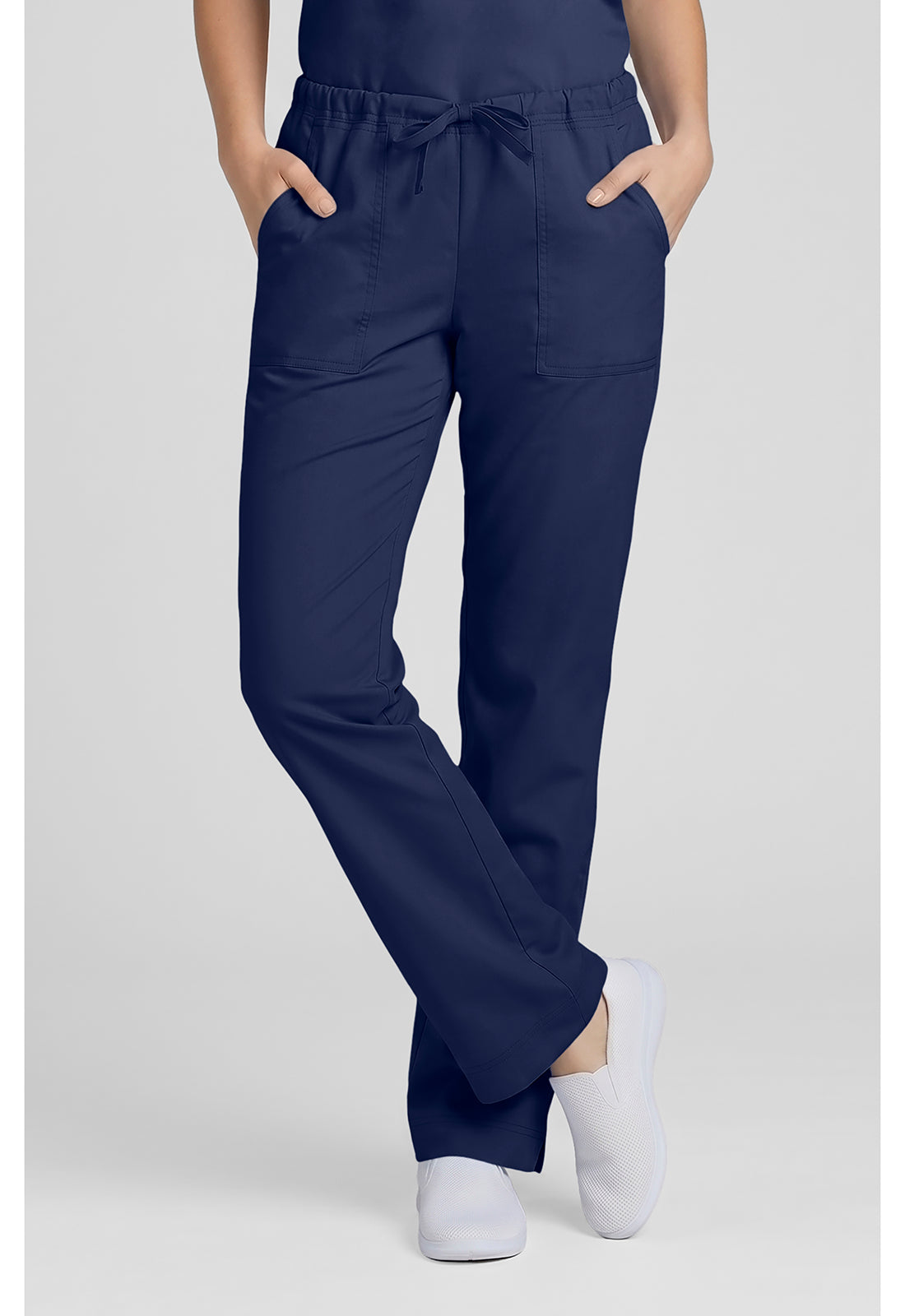 Cherokee WWE4203 Mid Rise Slim Straight Drawstring Pant - Navy (front)