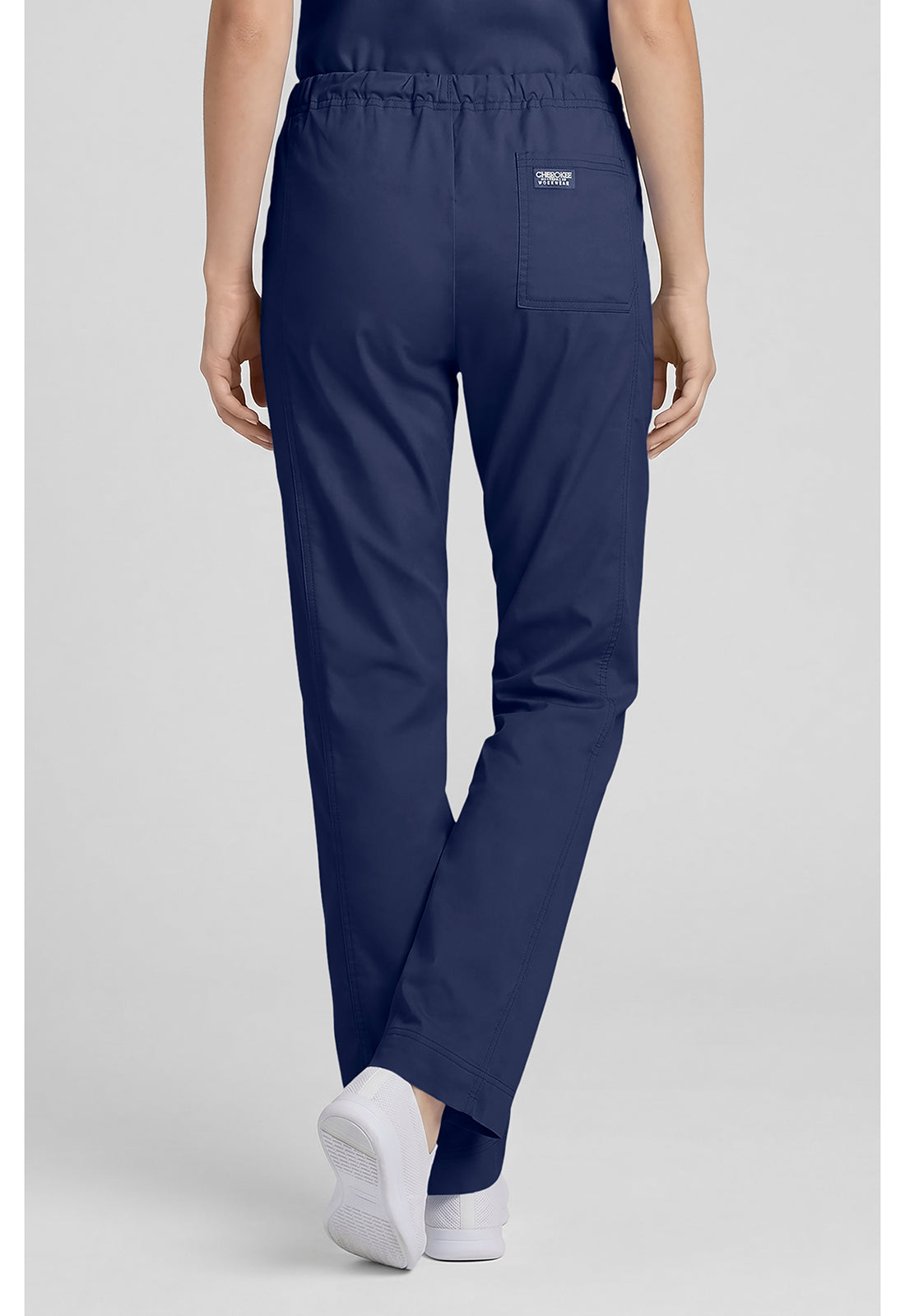 Cherokee WWE4203 Mid Rise Slim Straight Drawstring Pant - Navy (back)