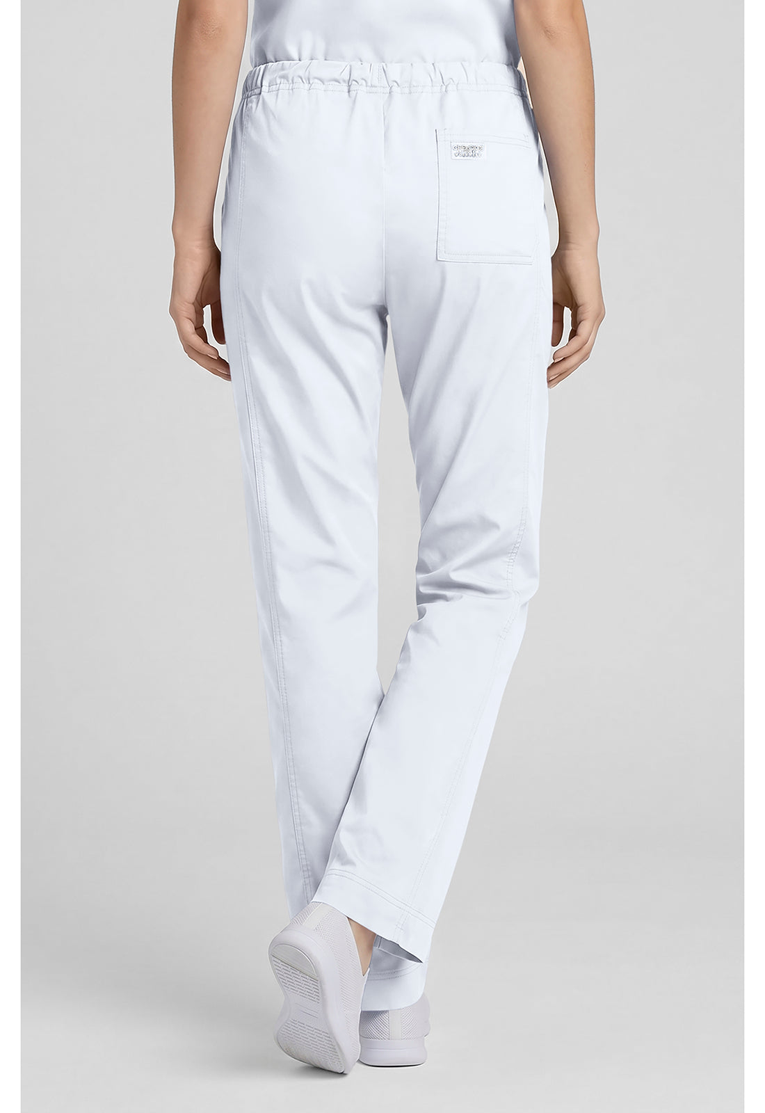 Cherokee WWE4203 Mid Rise Slim Straight Drawstring Pant - White (back)