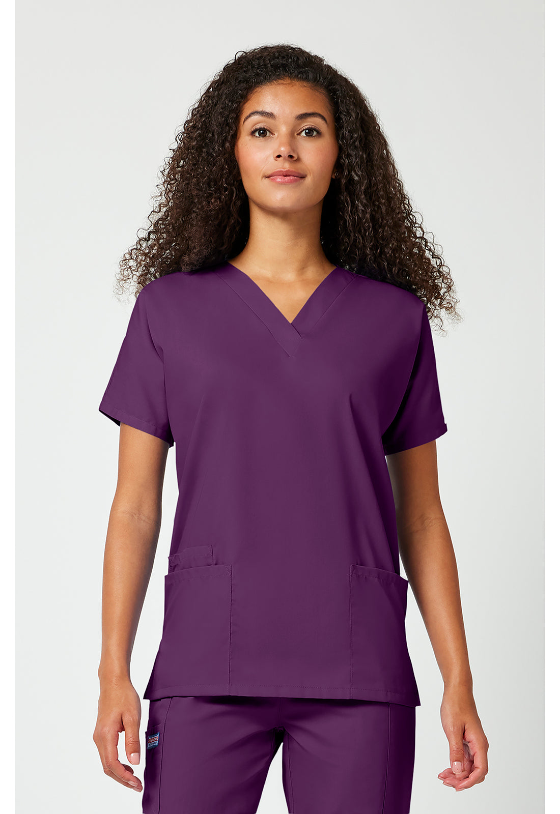 Cherokee WWE4700 V-Neck Top - Eggplant (front)