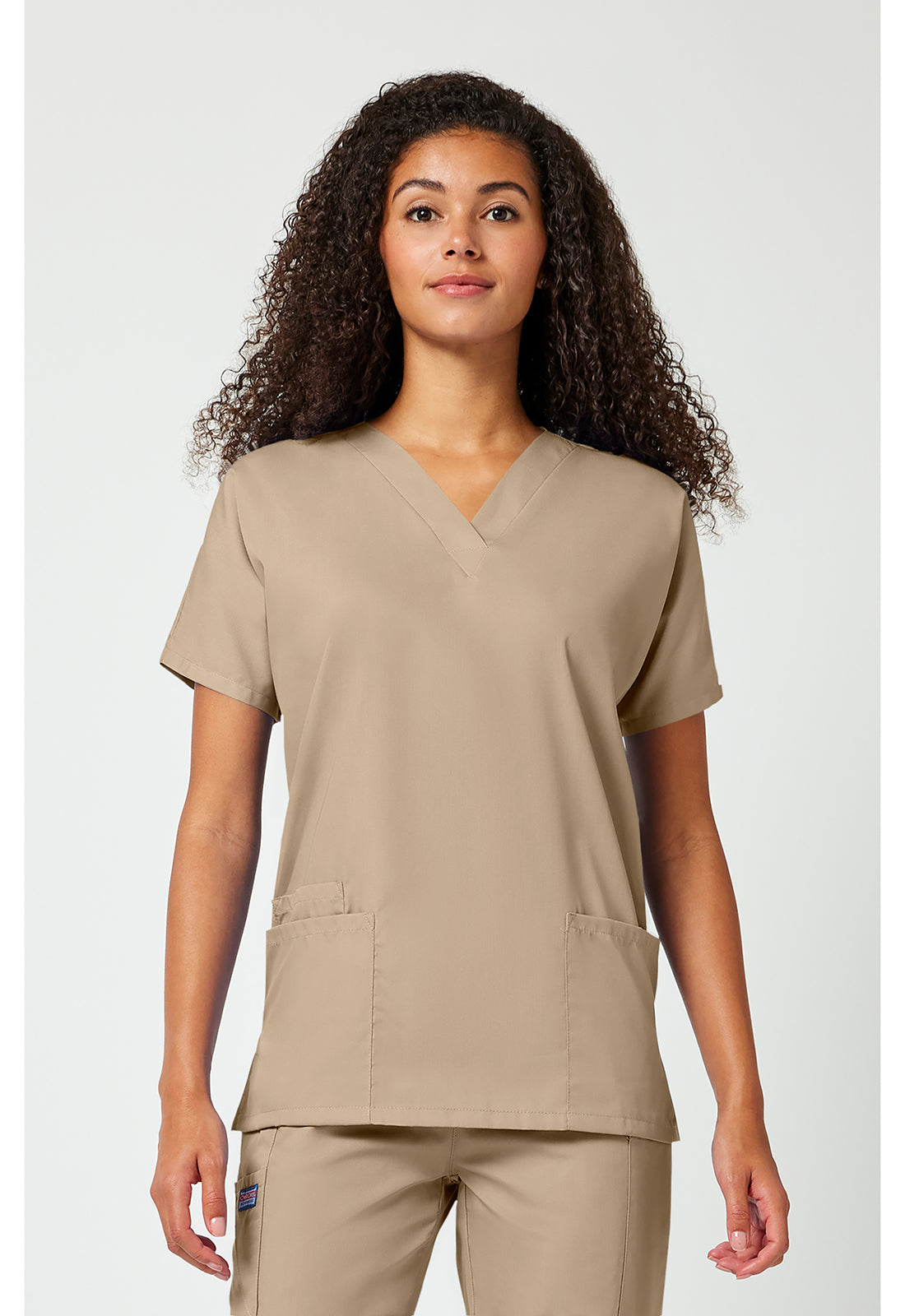 Cherokee WWE4700 V-Neck Top - Khaki (front)