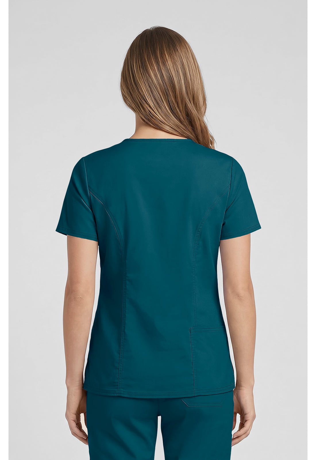 Cherokee WWE4710 V-Neck Top - Caribbean Blue (back)