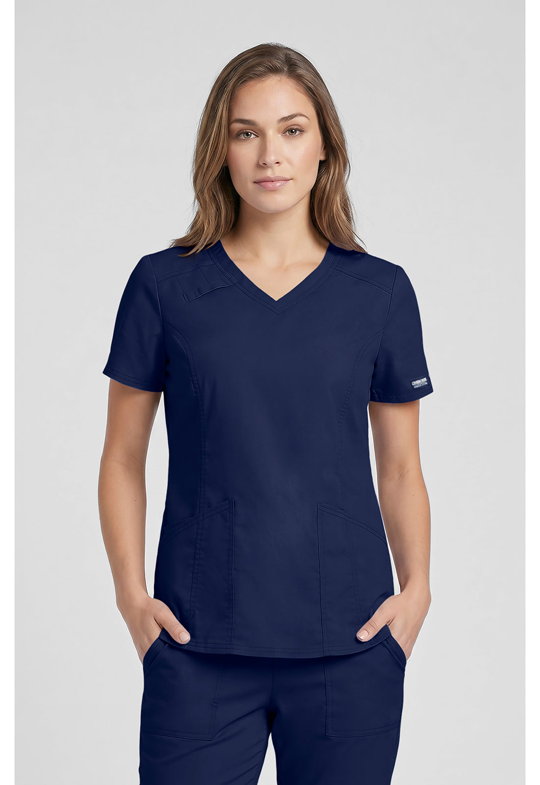 Cherokee WWE4710 V-Neck Top - Navy (front)