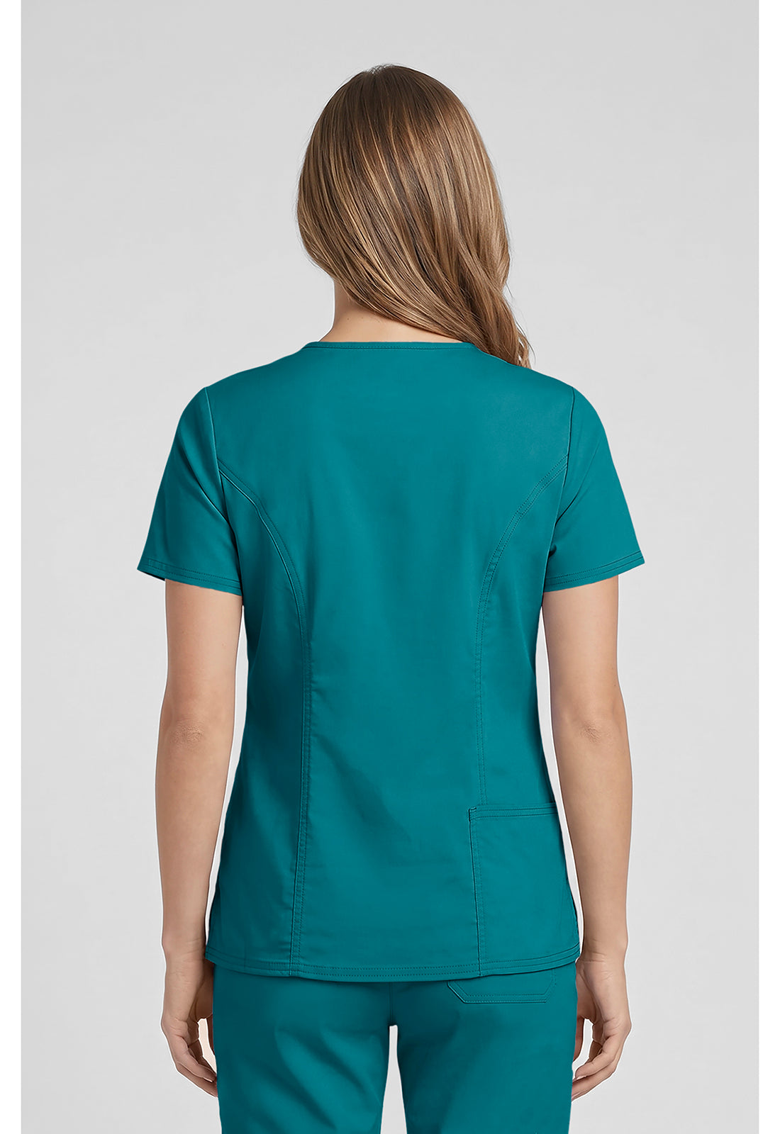 Cherokee WWE4710 V-Neck Top - Teal Blue (back)
