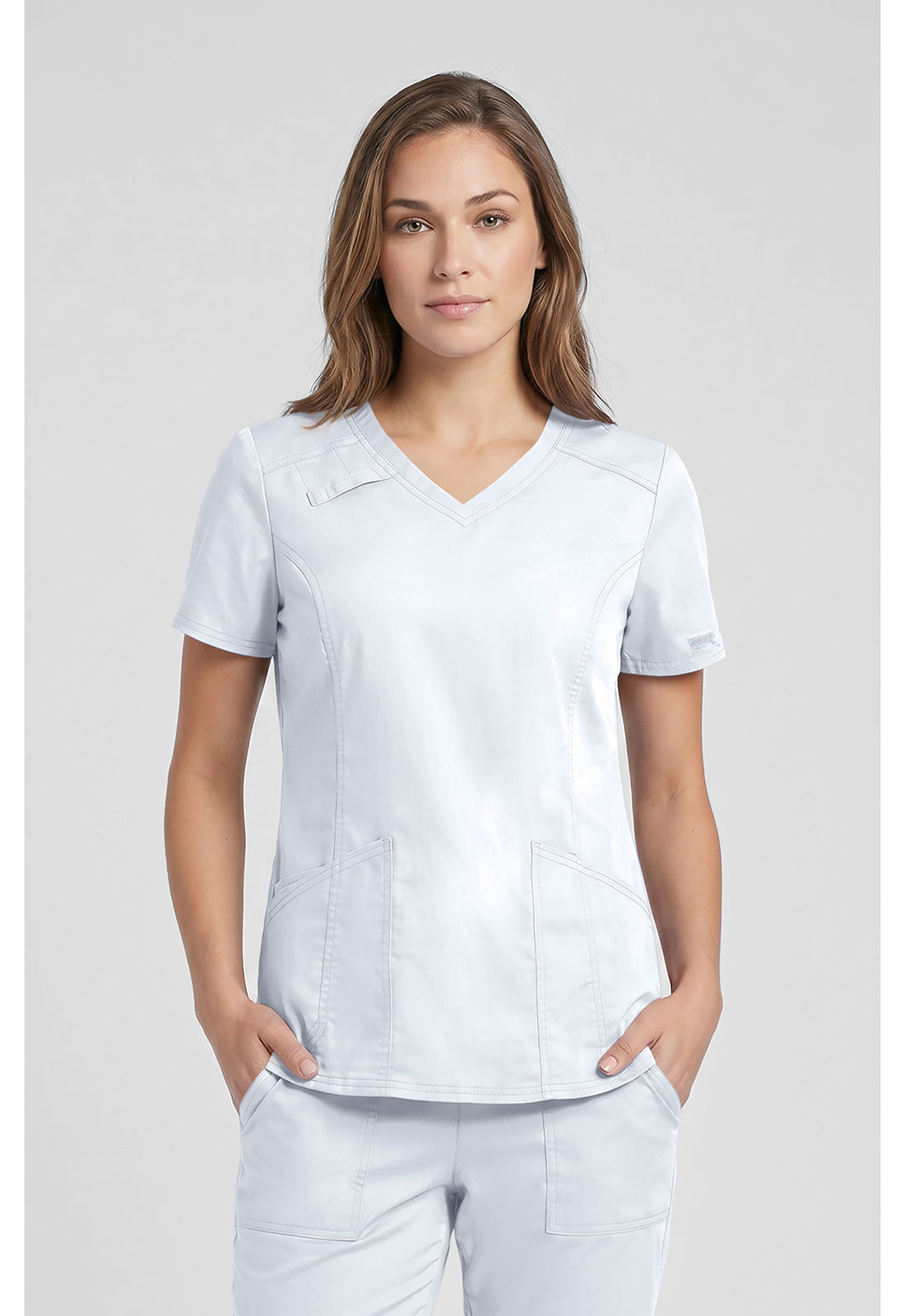 Cherokee WWE4710 V-Neck Top - White (front)