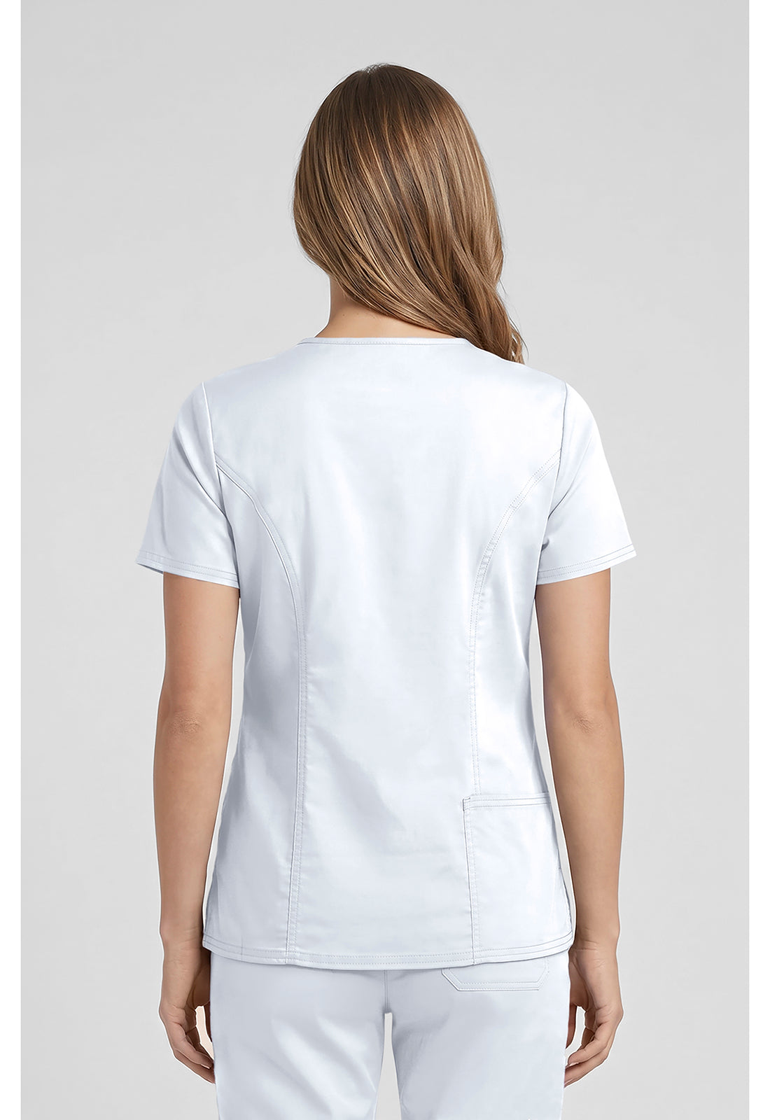 Cherokee WWE4710 V-Neck Top - White (back)