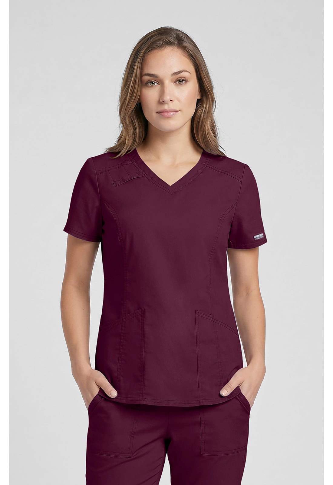 Cherokee WWE4710 V-Neck Top - Wine (front)