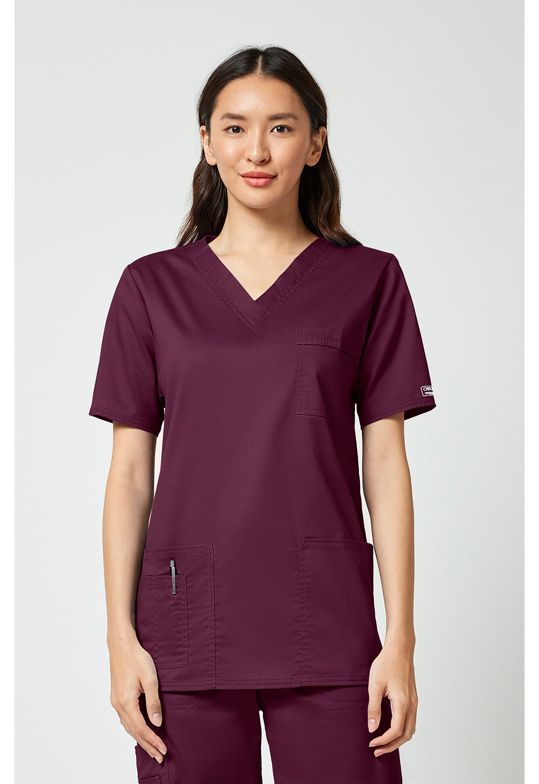 Cherokee WWE4725 Unisex V-Neck Top - Wine (front)