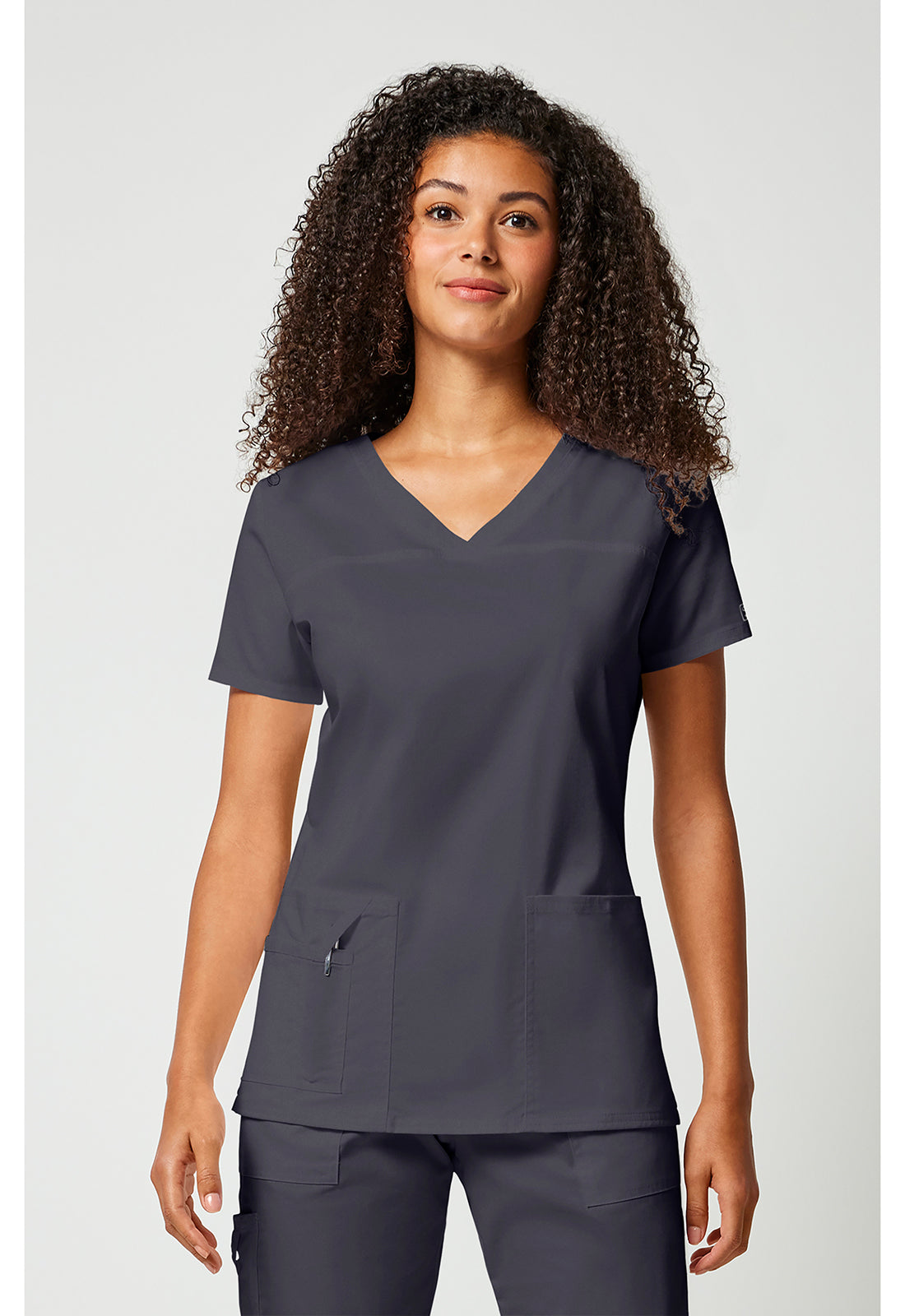 Cherokee WWE4727 V-Neck Top - Pewter (front)
