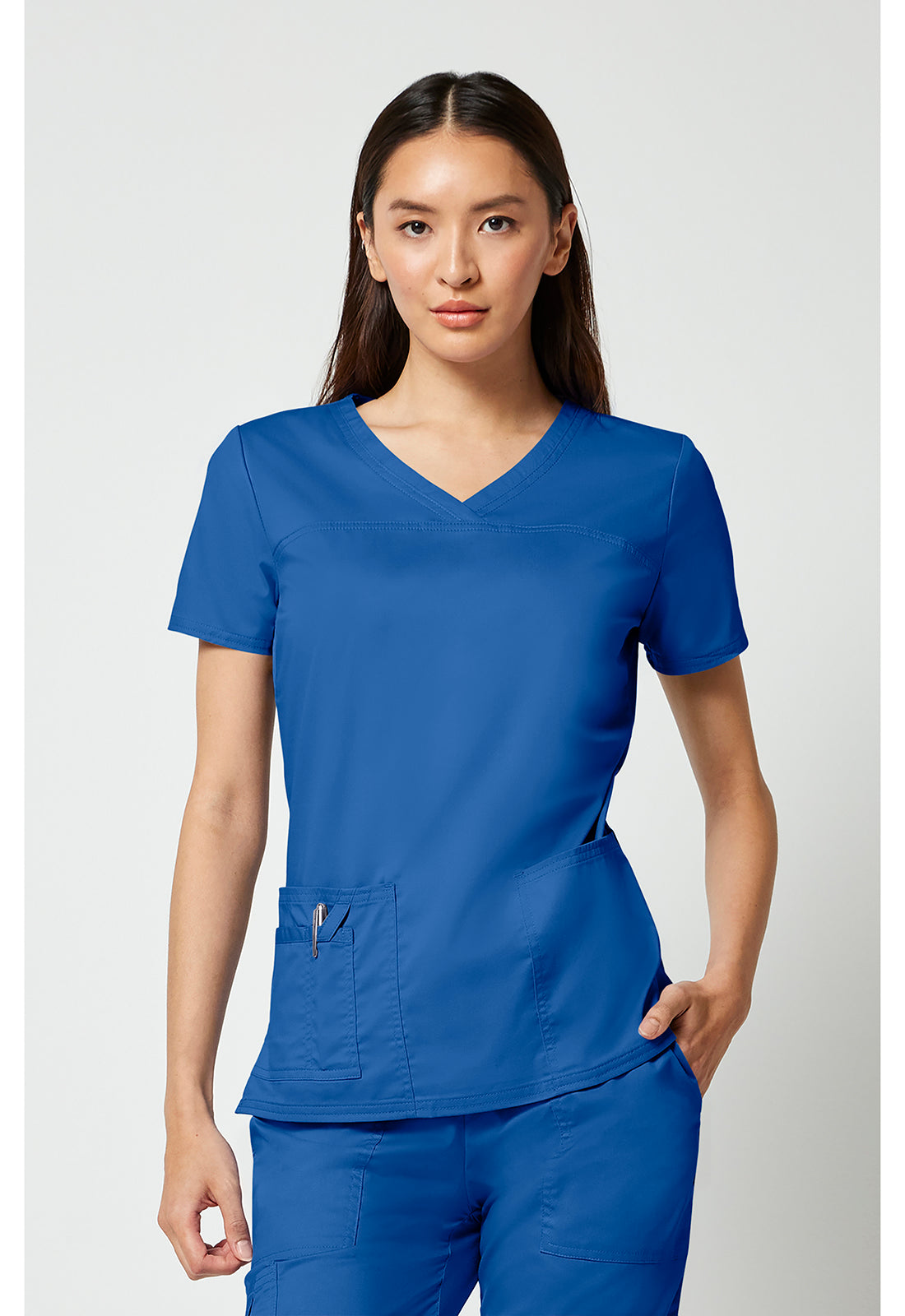 Cherokee WWE4727 V-Neck Top - Royal (front)