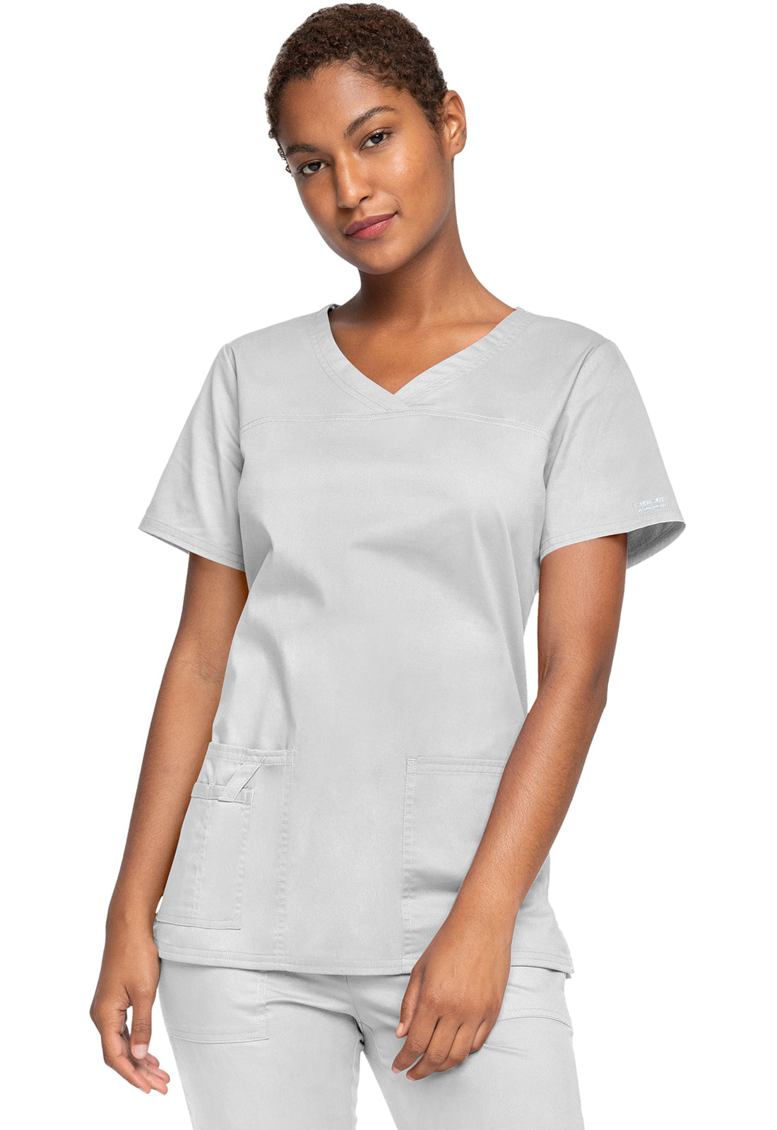 Cherokee WWE4727 V-Neck Top - White (front)