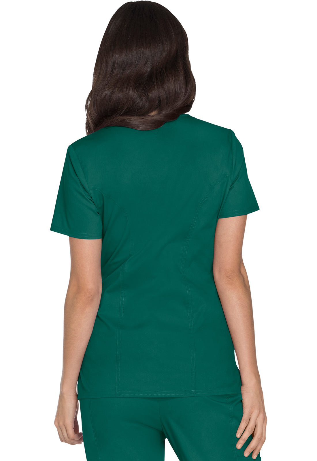 Cherokee WWE4728 Mock Wrap Top - Hunter Green (back)
