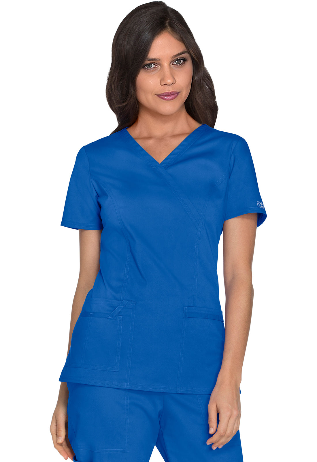 Cherokee WWE4728 Mock Wrap Top - Royal (front)